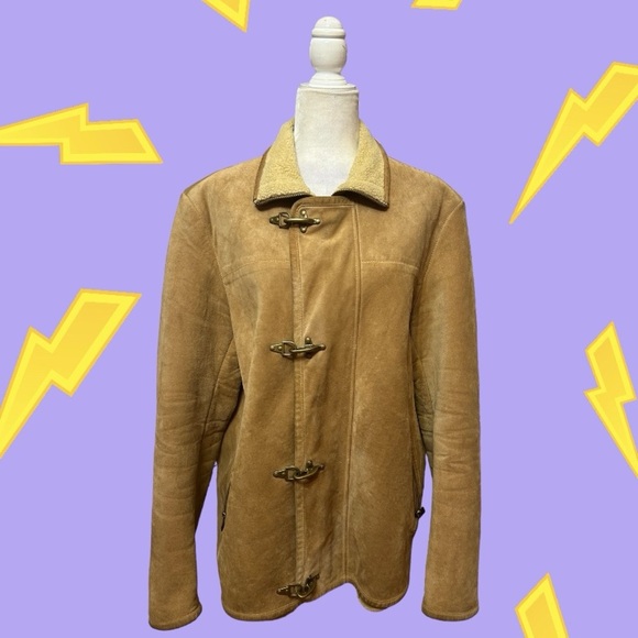 Micheal Kors Leather Coat Womens size large Tan color - Picture 16 of 16